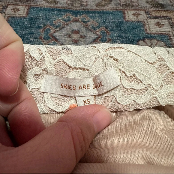 NWT Skies are Blue• Cream and nude lace midi skirt size extra small XS NEW - Picture 11 of 14